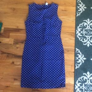 Euc old navy blue polka dot sheath dress with back zipper